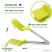 Stainless Steel Kitchen Tongs with Heat Resistant Nylon Heads 2-IN-1 Double Spatula Turner with Pronged Flipper for Cooking Baking Barbeque Salad Serving by Marbrasse - B0719FFJ3J